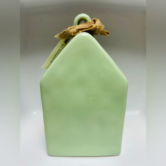 Rae Dunn sage green bird house “BLESSED”. NEW. Burlap ribbon. - Picture 4 of 6